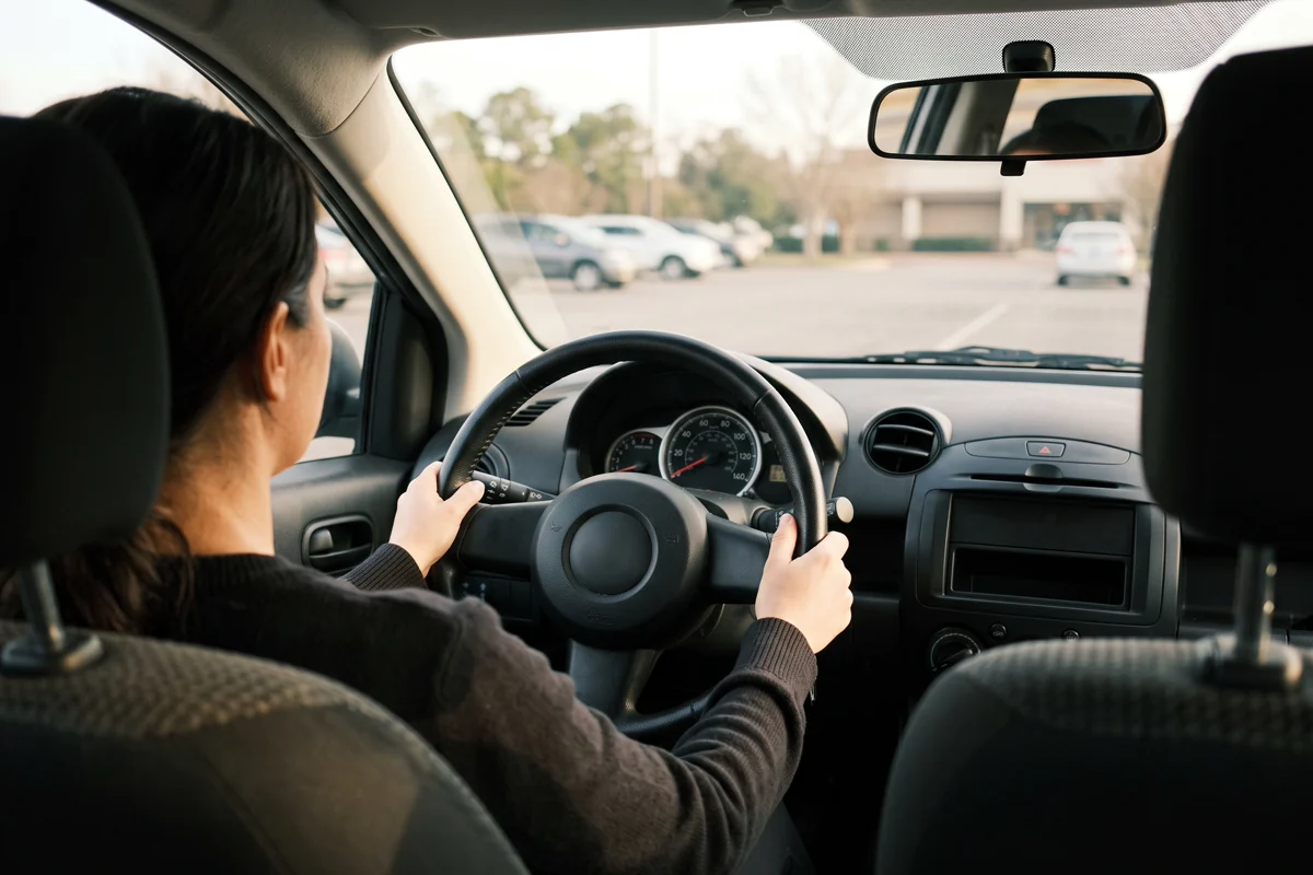 Poste de conduite annoté pour documenter un bruit quand on tourne le volant